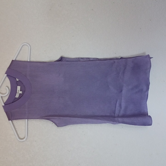 Vince lilac ribbed trim silk tank with side slits - Picture 5 of 13